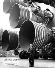 WERNHER VON BRAUN STANDS BY ENGINES OF THE SATURN V - 8X10 NASA PHOTO (EP-346) picture