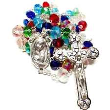 Blessed Virgin Mary -Sparkling Crystal Rosary -Praying Beads -Blessed By Pope picture