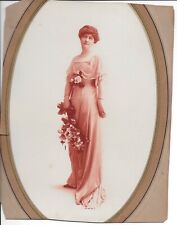 Antique 1914 Cabinet Card Photo Beautiful Woman Romantic Fashion Pink Brussels picture