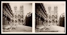 World War I, Reims, Rue de la Cathédrale, 1917, stereo vintage print picture