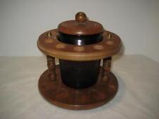 VTG Dun-Rite Amber Glass Humidor Wood 10 Pipe Stand Holder Tobacco Decor Prop picture