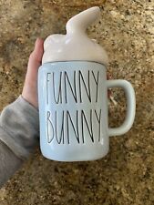 NWOT Rae Dunn EASTER BLUE FUNNY BUNNY BUNS MUG Topper Coffee Cup picture