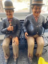 RARE.. VINTAGE.. LAUREL AND HARDY STATUES ON METAL BENCH...25
