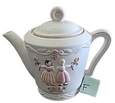 Vintage Porcelier Teapot Vitreous Hand China Girl Flower Design USA Old ⬇️ F picture