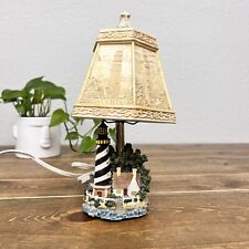 Vintage Lighthouse Shore Lamp Plastic Shade Depicting 3D Lighthouses Ocean House picture