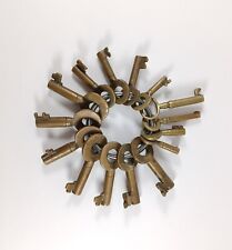 Lot Of 15 Antique Brass Hollow Barrel Keys, W. Bohannan, Marked Keys On Big Ring picture