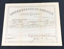 1891 State Of Illinois Civil War Veteran Service Certificate picture