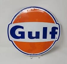 Gulf Gasoline Gas Oil Diecut Metal Tin Sign Garage 12