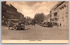 Ellsworth Kansas~Main Street~Drugstore~Soda~c1910 Albertype Postcard picture