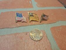 Vintage American USA Flag Enameled Lapel Pin Lot of 3 picture