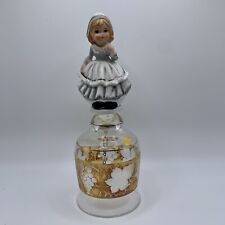 Vintage Goebel Glass Bell Hummel Girl Western W Germany Gold Etched Figurine 7