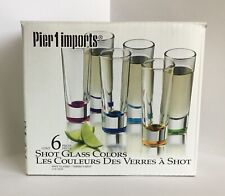 PIER 1 IMPORTS SET OF 6 COLORED/GLASS SHOT GLASSES picture