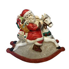 Vintage Santa On A Rocking Horse Ceramic Music Box Holiday Christmas Decoration picture