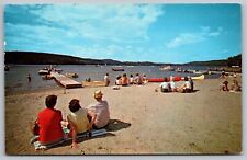 Spofford Lake New Hampshire Beach Shore Pier Mountains Forest Boats PM Postcard picture
