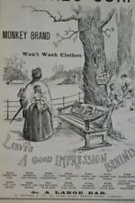 Brooke's Soap MONKEY BRAND  WET PAINT Comical Christmas Advertising 1889  Matted picture