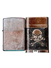 2 Vintage Zippo Lighters 1 Embellished Skull Parts Only 2nd Plain Solid OK Cond. picture