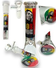 10” Premium Hookah Water Pipe Bob Marley Design Herb Tobacco Bong Down Stem Bong picture