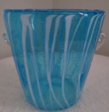Vintage Venini Murano Light Blue White & Clear Wine Cooler Ice Bucket Italy 1970 picture