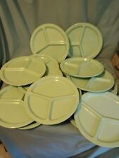 Vintage Lot of 15 Texas Ware Melamine 10” Divided Green Dinner Plates All Excell picture