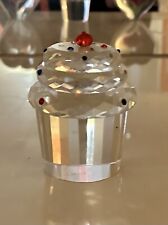 SIMON DESIGNS SD Cut Crystal Cupcake Paperweight Rhinestones Clear Glass picture