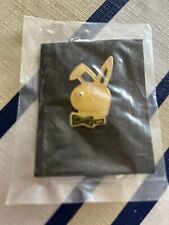 Vintage Yellow Playboy Bunny Pin  Retro Rabbit Black/White w/gold Bow Tie 1.5” picture