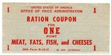 WW2 OPA Form R-1613, paper Ration Coupon for One Point- Meat, etc. [d28 picture