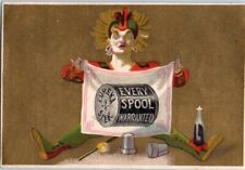 Eureka Spool Silk Mfg Co White Face Oriental Victorian Ad Trade Card picture