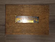 Antique Humidor Bank Note Cigar 5 cent Wooden Tobacco Oak Tin Lined Rare Hinged  picture