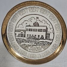 Vintage PIKES PEAK Summit House Colorado Plate - 1940's - gold gilt picture