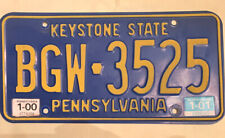 Vintage Pennsylvania Keystone Blue Yellow State License Plate Tag 2001 picture