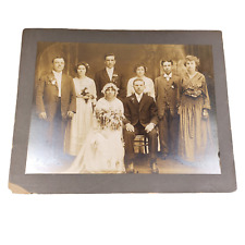 VTG Antique 1900s Wedding Party Photo 20x16 Matted Bride Bridesmaids Grooms picture