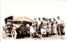 RPPC Canopy Tent Attached To Autos Group Of People c1910s photo postcard FQ4 picture