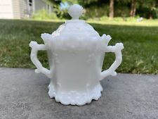 Lovely Vintage Milk Glass Hexagonal Sugar Bowl With Lid, EUC, Crown Finial picture