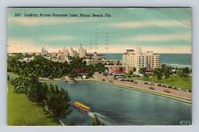 Miami Beach FL- Florida, Looking Across Pancoast Lake, Vintage c1948 Postcard picture