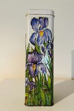 Vintage Churchills Cookie Tin ~ Empty ~ Purple Iris’ ~ Flowers ~ Floral picture