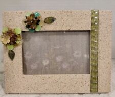 Beaded Flowers & Mosaic Picture Frame w/Glass 6 5/8 X 8 5/8  Fits 4 X 6 Photo picture