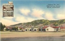 Linen Roadside Postcard; Treasure Trail Motel, Hwy 10-S Butte MT unposted Nice picture