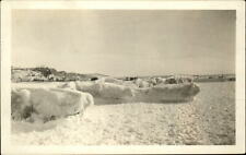RPPC Frankfort Michigan (on back) waterfront ice snow 1918-30s real photo PC picture