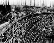 Log Train Crossing Railroad Trestle  Photograph 1918 Lumberjacks Washington 8x10 picture