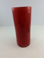Vintage Henry Dean Red Orange Heavy Glass Candle Holder or Vase picture
