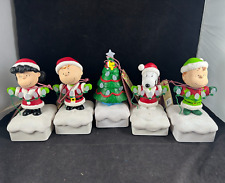 2015 HALLMARK PEANUTS GANG CHRISTMAS LIGHT SHOW COMPLETE SET SNOOPY LUCY CHARLIE picture