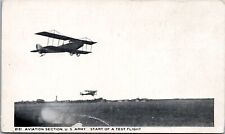 US Army Aviation - Start of Test Flight - WWI era d/b Postcard - Bi Planes picture