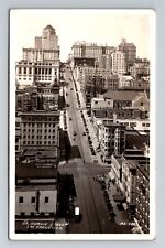 San Francisco CA RPPC Bird's-Eye California Street Real Photo 1940 Old Postcard picture