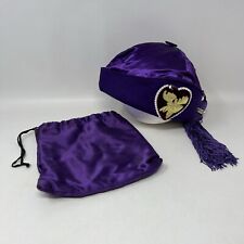 Vintage Loyal Order Moose Lodge Hat Purple Satin w/Faux Diamond Hearts Sz 6 7/8 picture