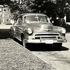 Vintage B&W Snapshot Photograph Beautiful Shiny Chevy Chevrolet Deluxe Car picture