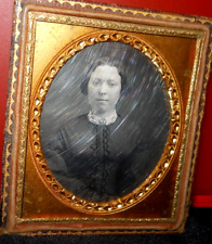 1/6th size Daguerreotype of young lady in half case picture