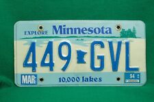 Vintage Minnesota 1994 License Plate Canoe Lake Scene picture