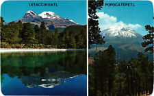 Two Views of the Majestic Snow-Covered Volcanoes Mexico Postcard Unposted picture