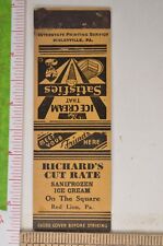 Matchbook Cover Richard's Cut Rate Ice Cream Sanifrozen Red Lion PA 1950s mc1 picture