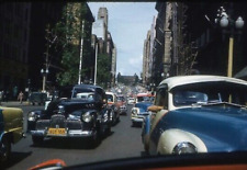 VINTAGE 1940s-1950s 35MM SLIDE, Color, City Street, Cars, Architecture, XLNT picture